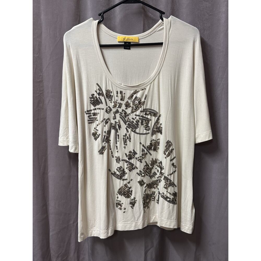 St John collection tan sequins top women's size XL Casual Top Street Wear